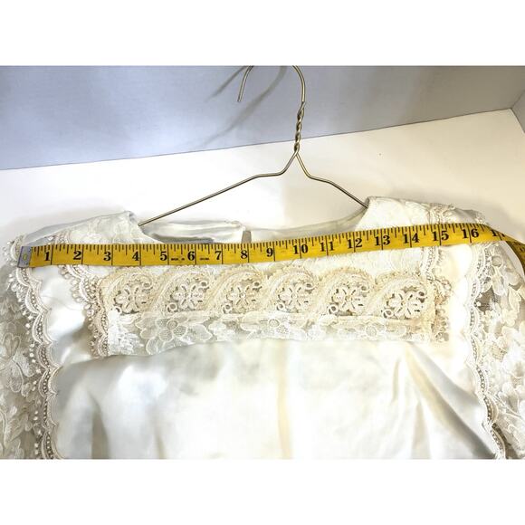 Scott McClintock Ivory Lace Satin Victorian Prairie Wedding Dress Sz S Vintage - Picture 12 of 15